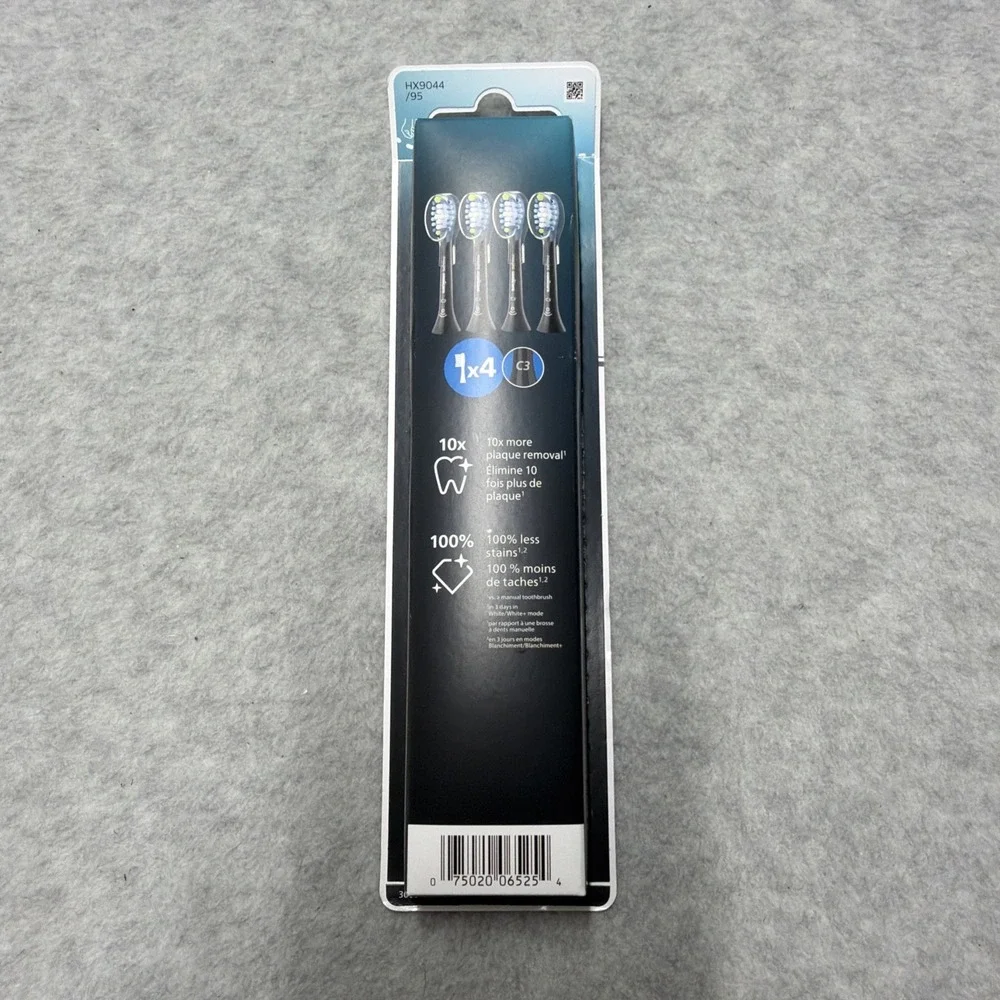4x Philips DiamondClean Smart C3 Plaque Control Brush Heads Black